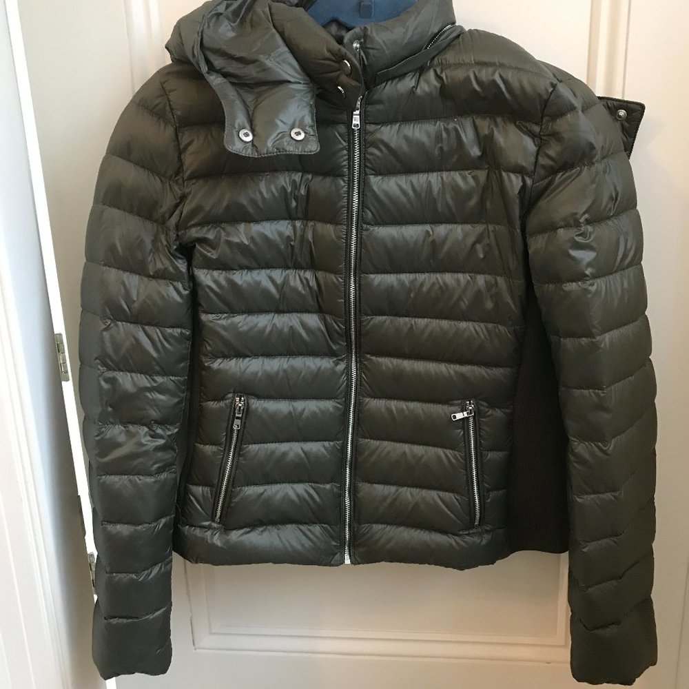 Zara - Army Green Puffer  Jacket with zip off hood